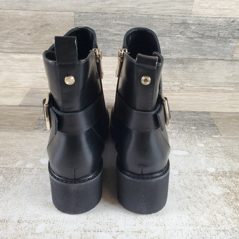 Naturalizer Delilah Womens Ankle Boots Sz 6 M Black Leather Side Zip Round Toe